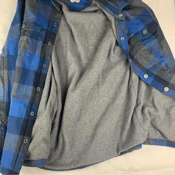 Duluth Trading Co mens medium Blue Gray plaid Button Down Shirt jacket heavy - Picture 8 of 12